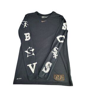 NIKE Ken Griffey Jr Swingman MLB Dri-Fit Bronze Long Sleeve Black Shirt SZ S